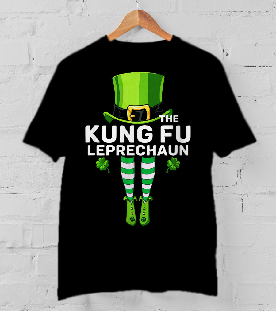 THE KUNG FU LEPRECHAUN Shamrock Legs Hat T-Shirt