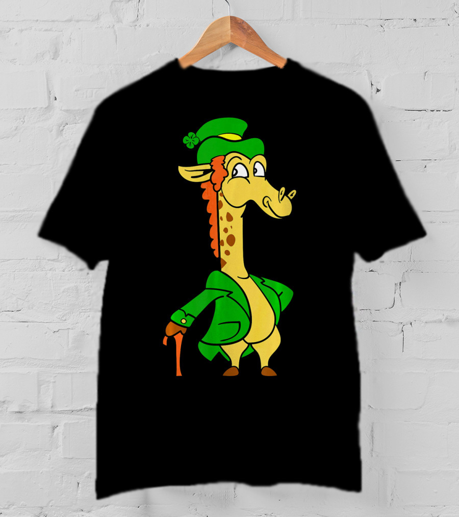 Funny Cool St. Patricks Day Giraffe Iris Leprechaun T-Shirt