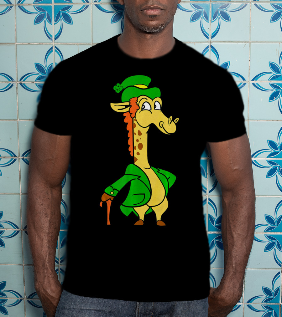 Funny Cool St. Patricks Day Giraffe Iris Leprechaun T-Shirt