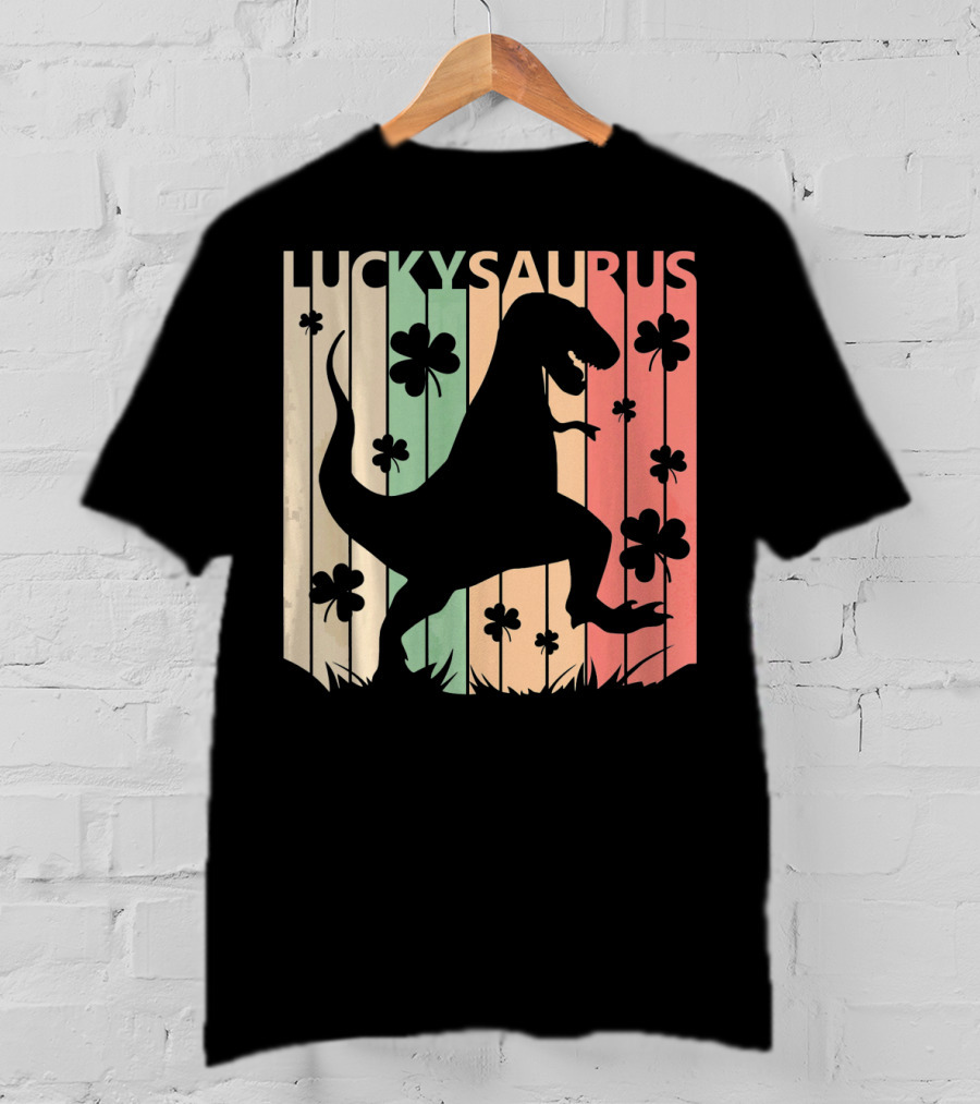 Luckysaurus Dinosaur St Patrick's Day Clover Trend T-Shirt