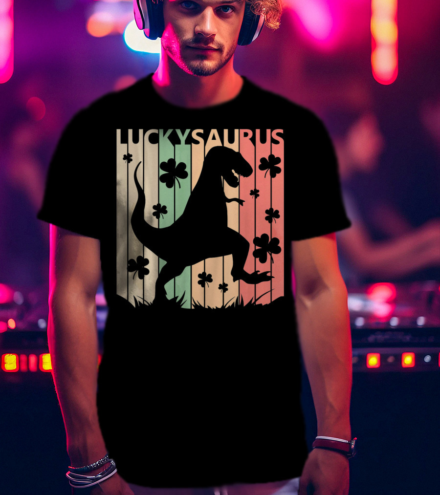 Luckysaurus Dinosaur St Patrick's Day Clover Trend T-Shirt