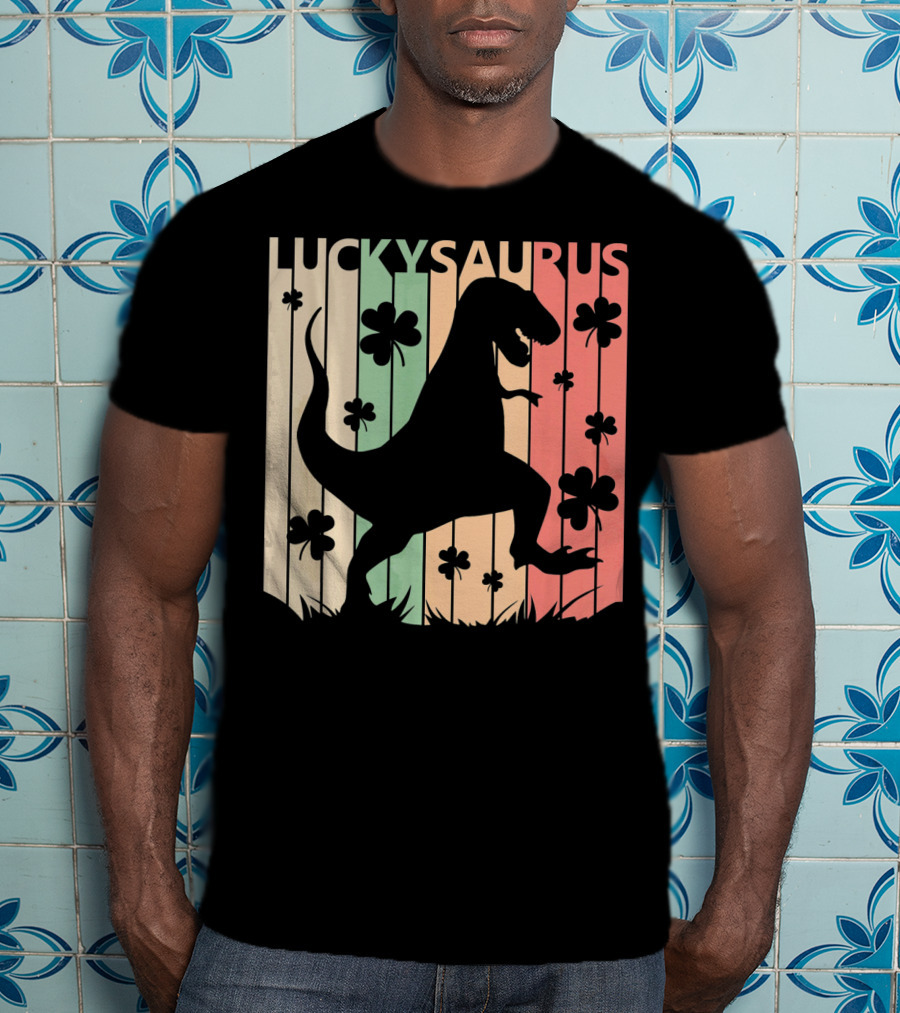 Luckysaurus Dinosaur St Patrick's Day Clover Trend T-Shirt