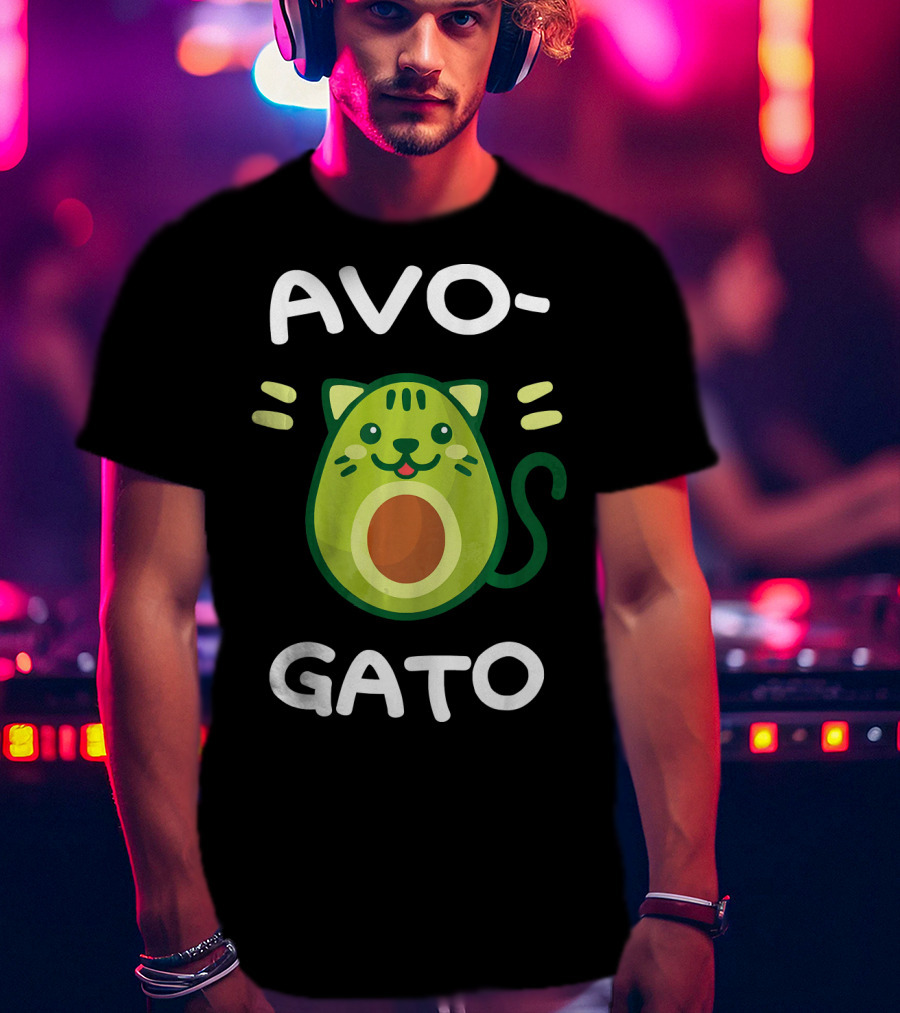 AvoGato Funny Avocado And Cat Lover Vege Avocado Cat Cartoon T-Shirt