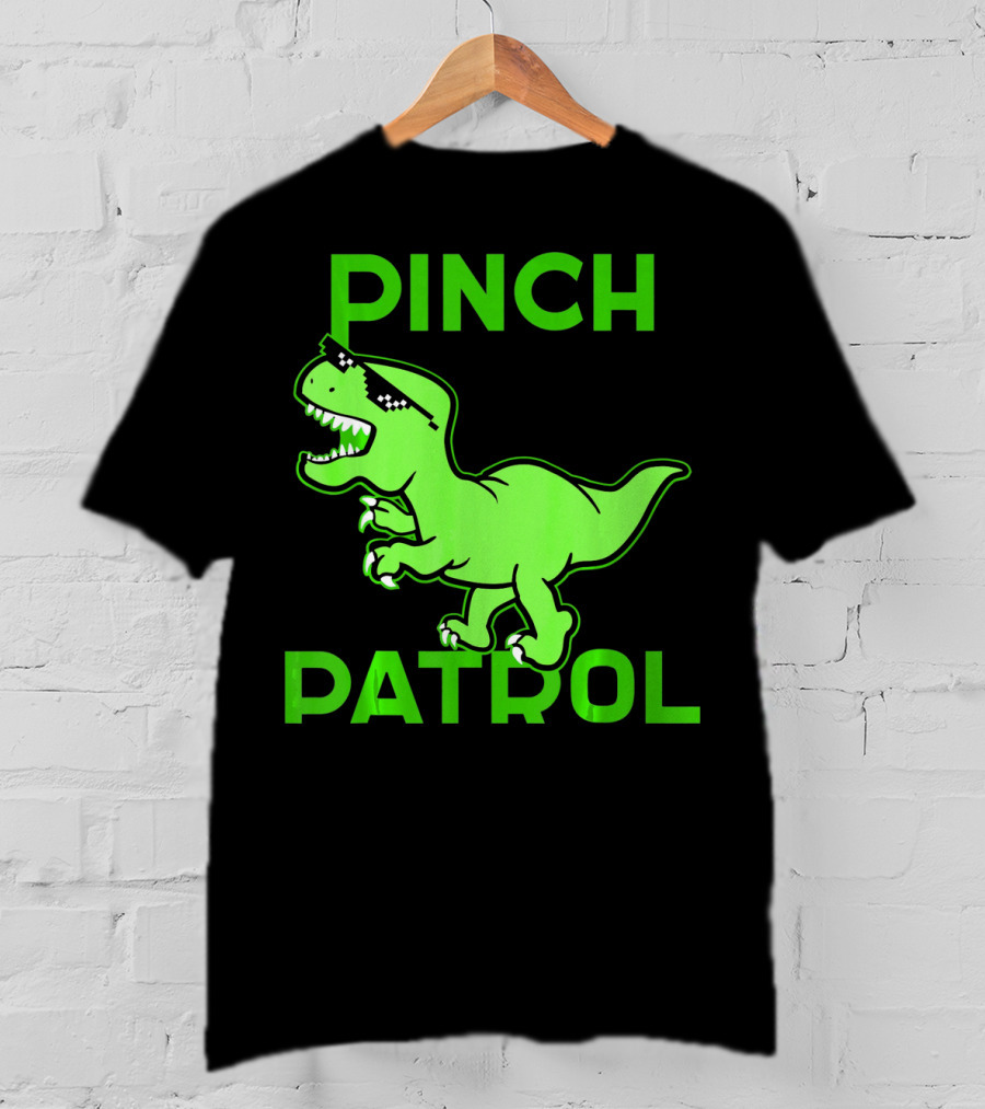 St Patrick Day Dinosaur Pinch Patrol Funny Green T-Rex Holiday T-Shirt