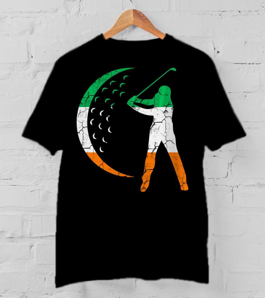 Irish Golf Swing With Ireland Flag Colors T-Shirt