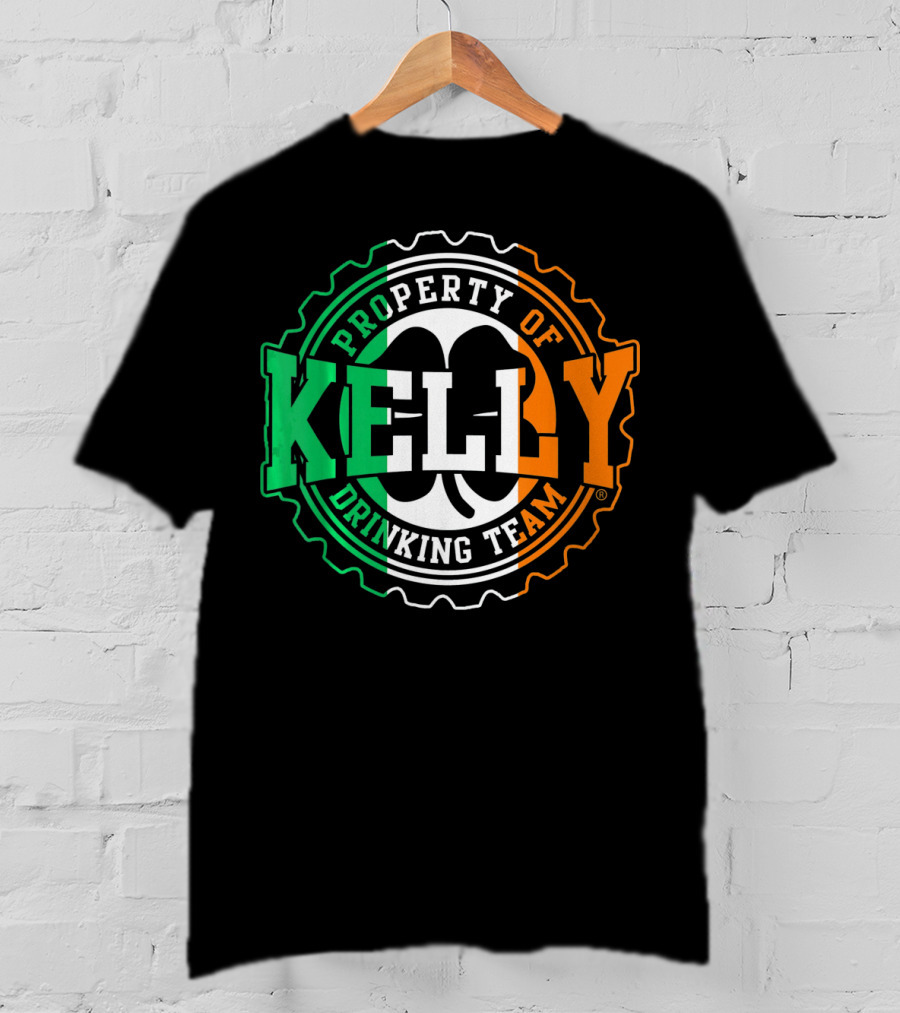 Property Of Kelly Drinking Team Irish Flag Colors T-Shirt