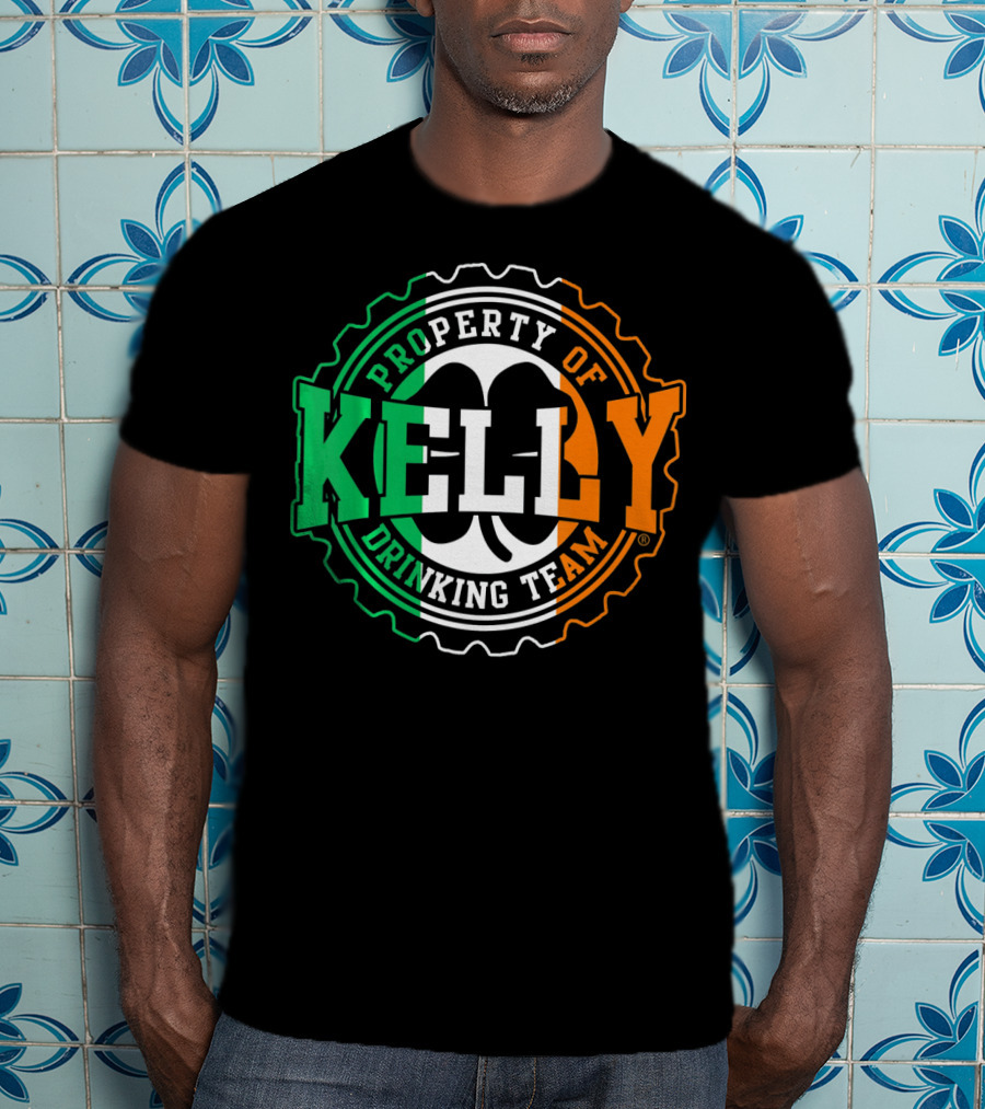 Property Of Kelly Drinking Team Irish Flag Colors T-Shirt