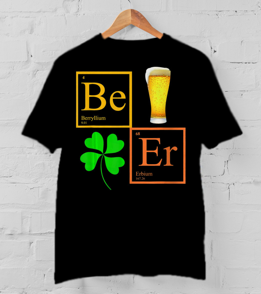 Beer Elements Beryllium Erbium Shamrock Glass T-Shirt