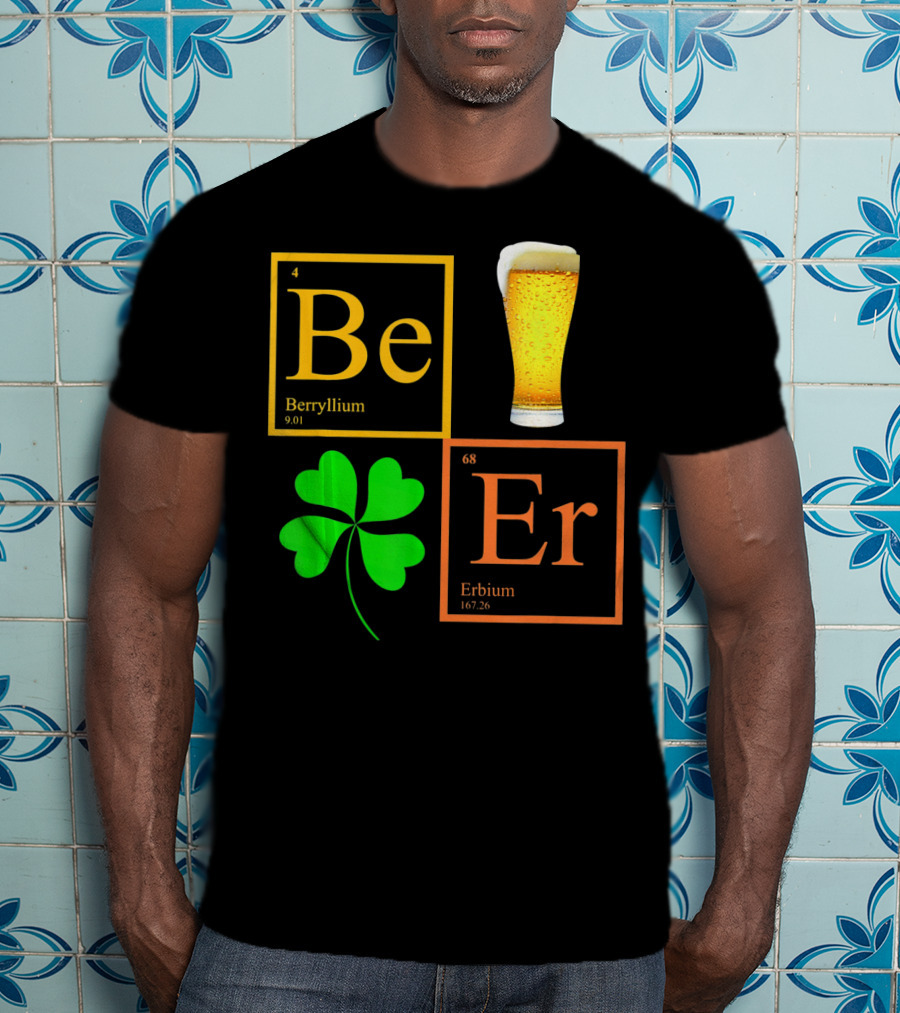 Beer Elements Beryllium Erbium Shamrock Glass T-Shirt
