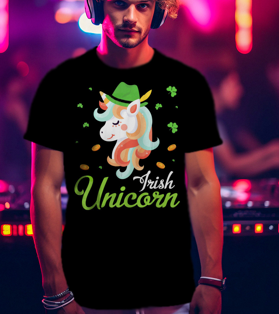 Irish Unicorn Leprechaun Gold Shamrocks T-Shirt