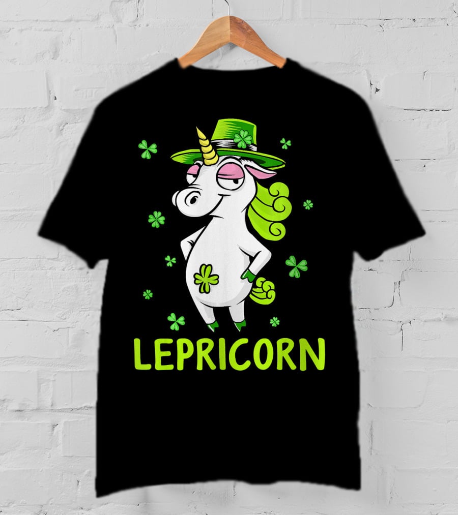 Lepricorn Leprechaun Unicorn St Pat Clover Hat T-Shirt