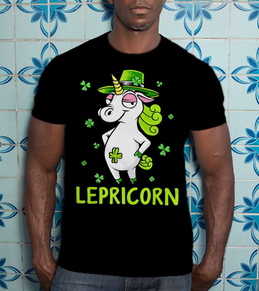 Lepricorn Leprechaun Unicorn St Pat Clover Hat T-Shirt