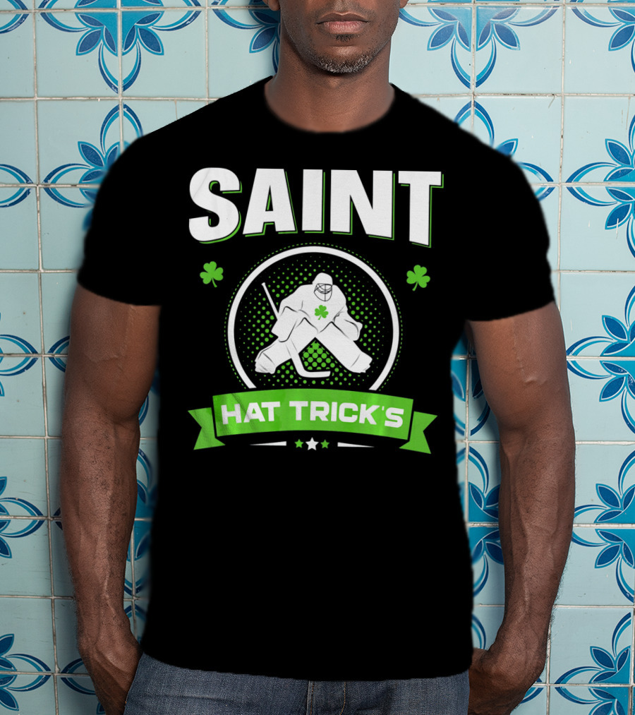 SAINT HAT TRICK'S Hockey Shamrock Irish St Patricks T-Shirt