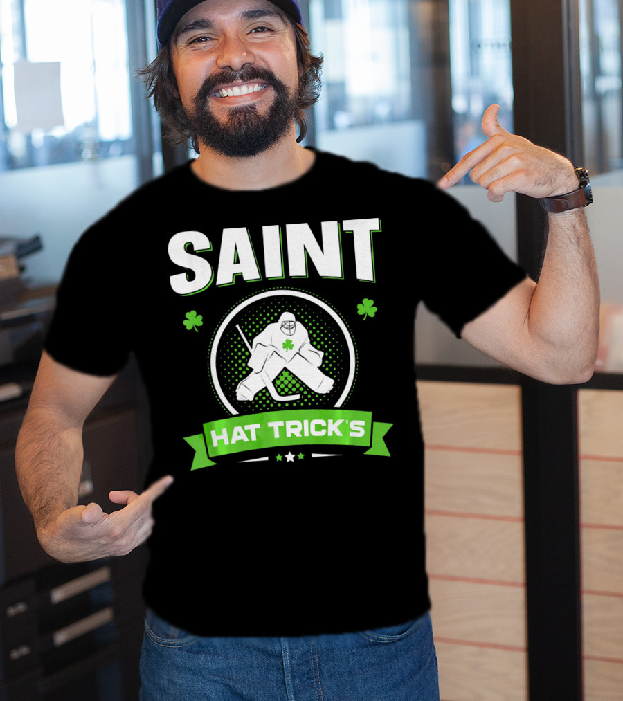 SAINT HAT TRICK'S Hockey Shamrock Irish St Patricks T-Shirt