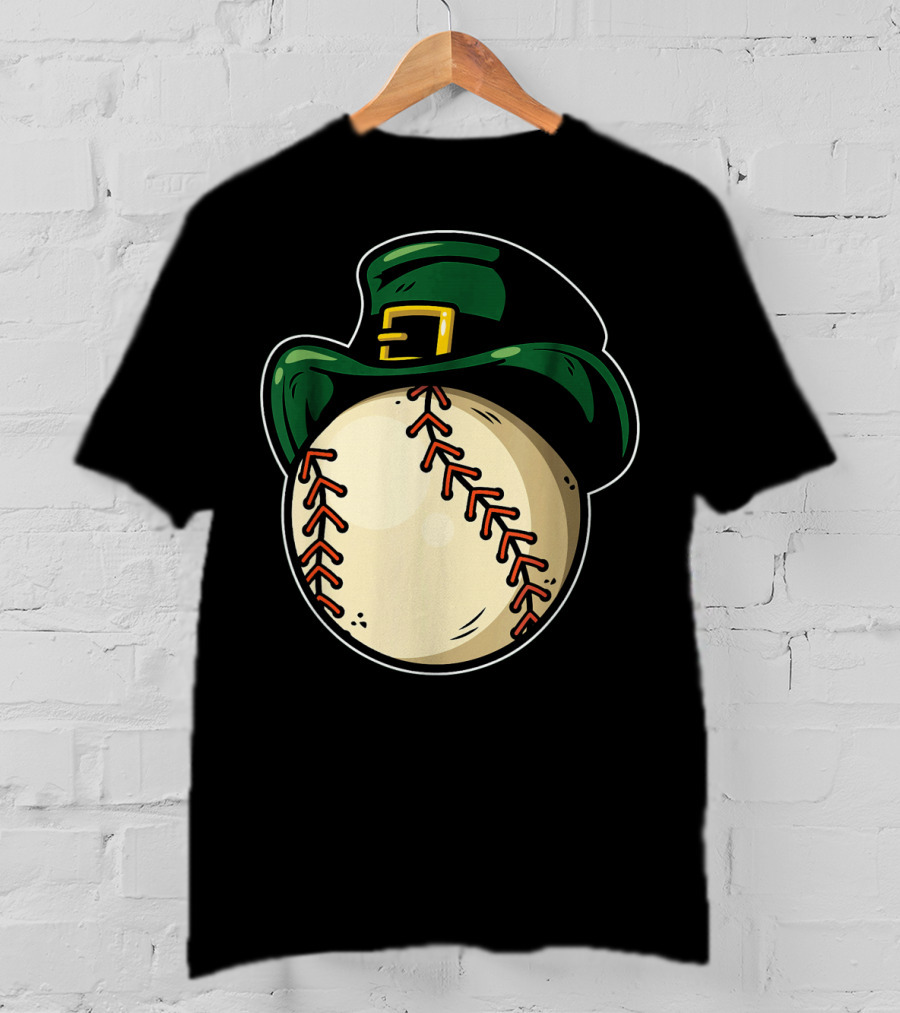 St Patricks Day Baseball With Green Hat Patric T-Shirt