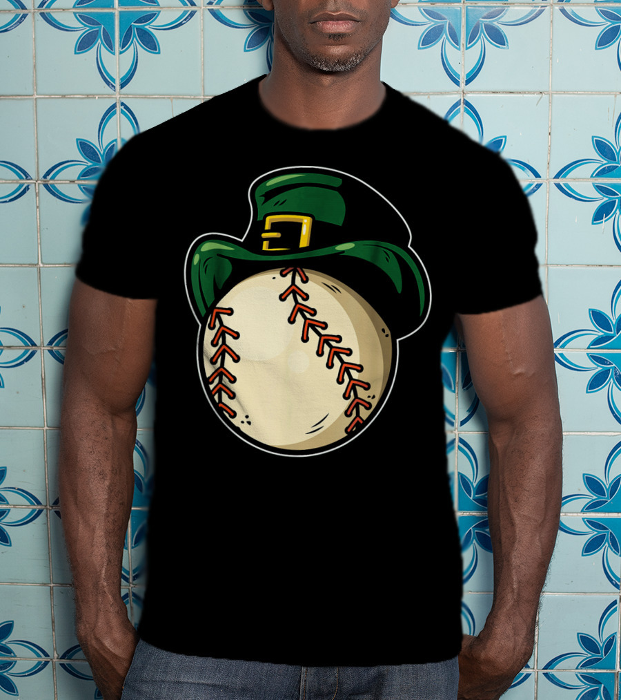 St Patricks Day Baseball With Green Hat Patric T-Shirt