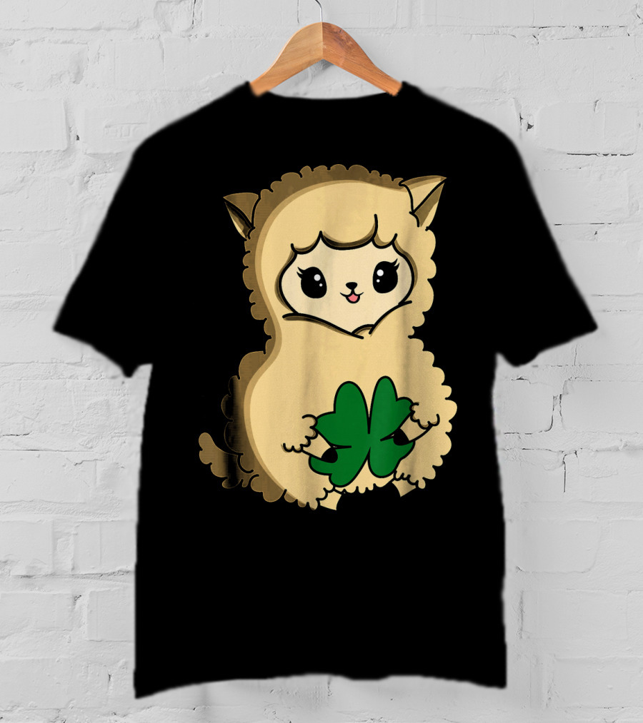 Cute Funny Irish Clover Llama For St. Patrick's Day T-Shirt