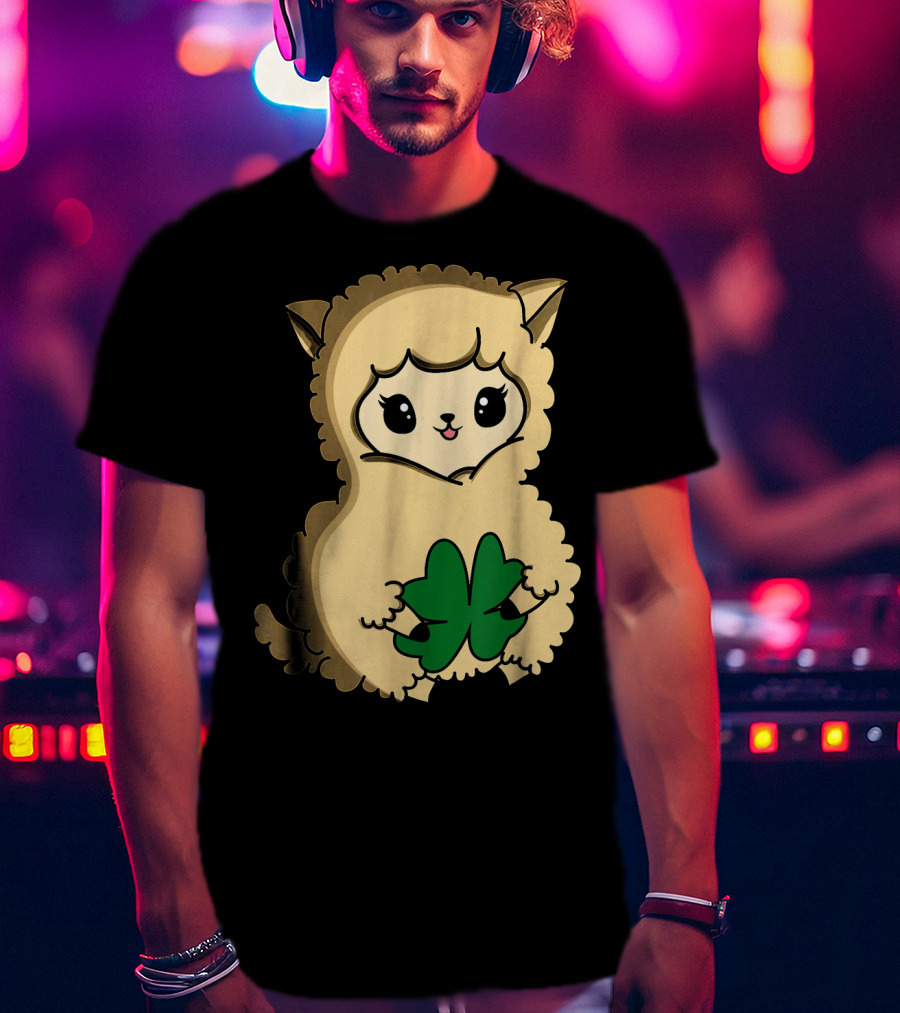 Cute Funny Irish Clover Llama For St. Patrick's Day T-Shirt
