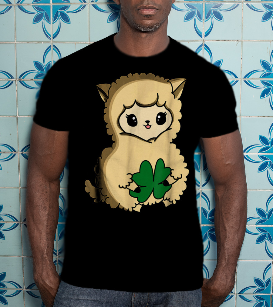 Cute Funny Irish Clover Llama For St. Patrick's Day T-Shirt
