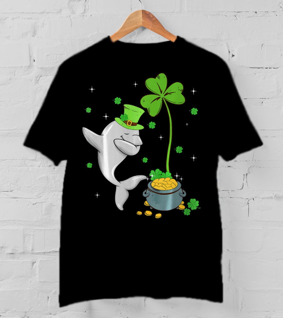 Shamrock Leprechaun Dolphin St Patricks Pot Of Gold T-Shirt