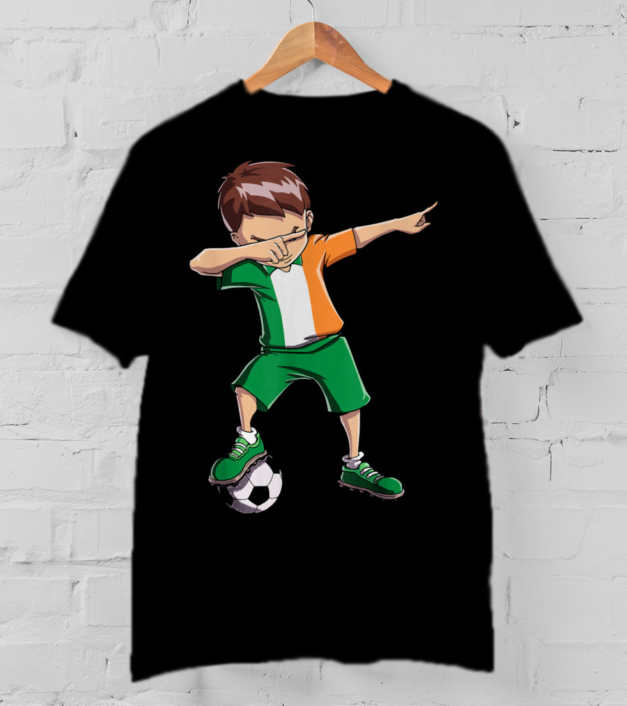 Ireland Soccer Dabbing Boy Football Player T-Shirt