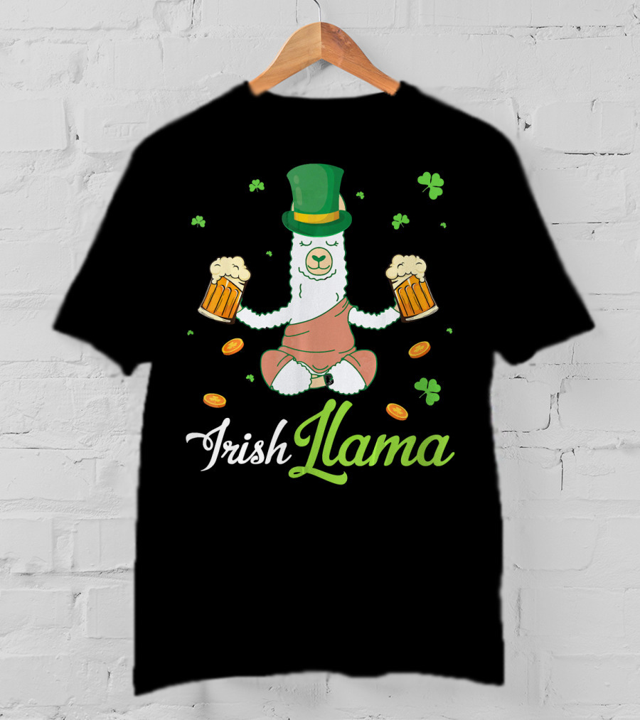 Irish Llama Leprechaun Drink Beer Shamrocks Go T-Shirt