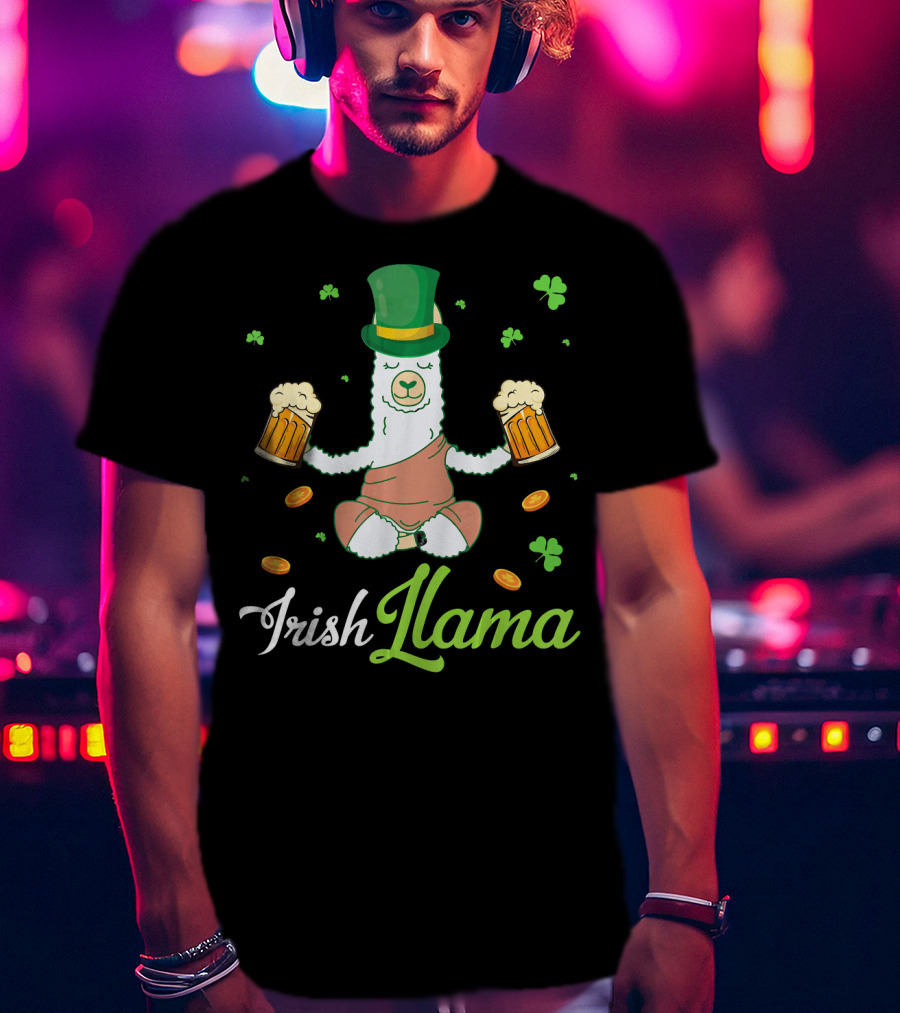 Irish Llama Leprechaun Drink Beer Shamrocks Go T-Shirt