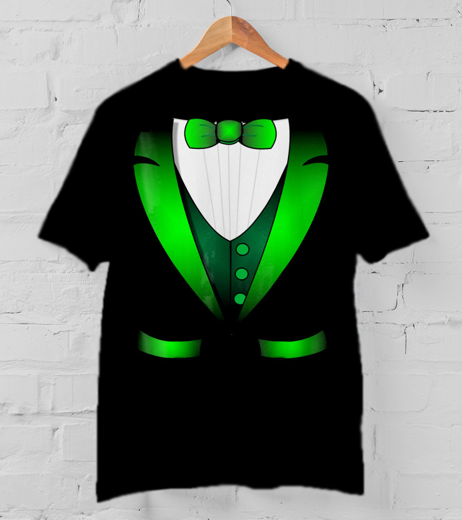 Irish St Patricks Day Leprechaun Green Tuxedo Bowtie T-Shirt