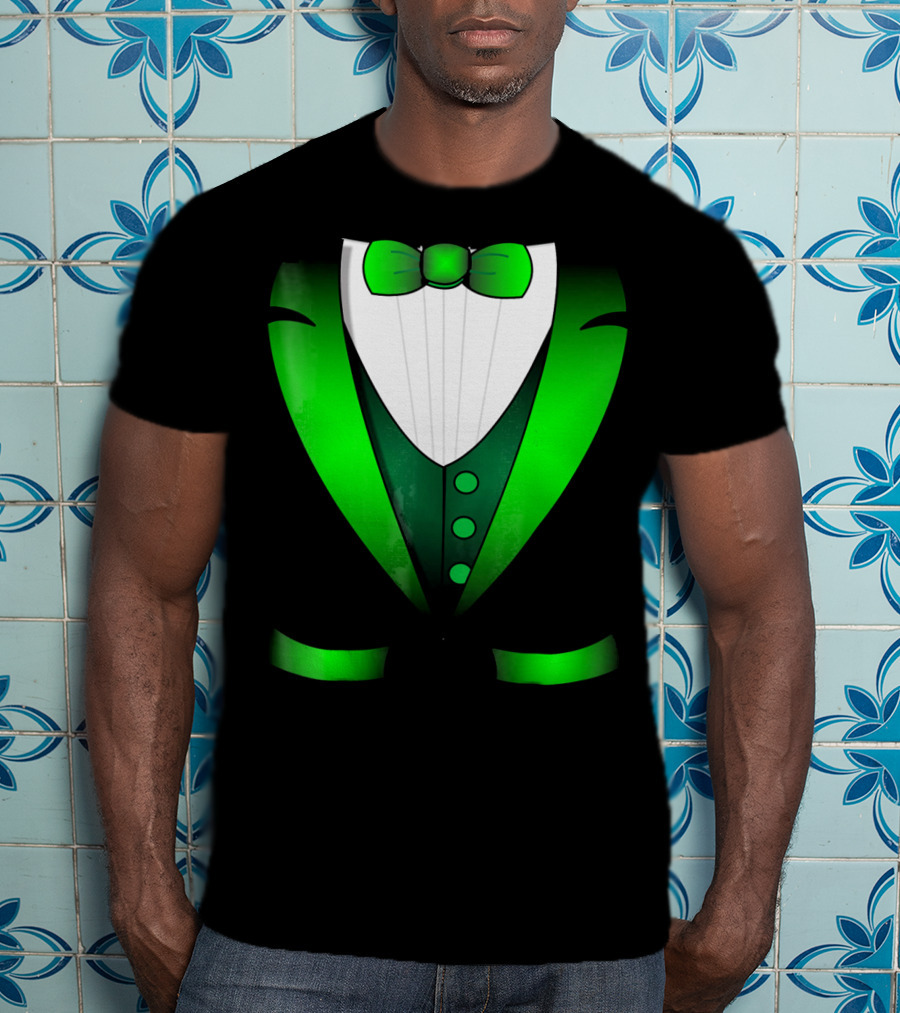 Irish St Patricks Day Leprechaun Green Tuxedo Bowtie T-Shirt