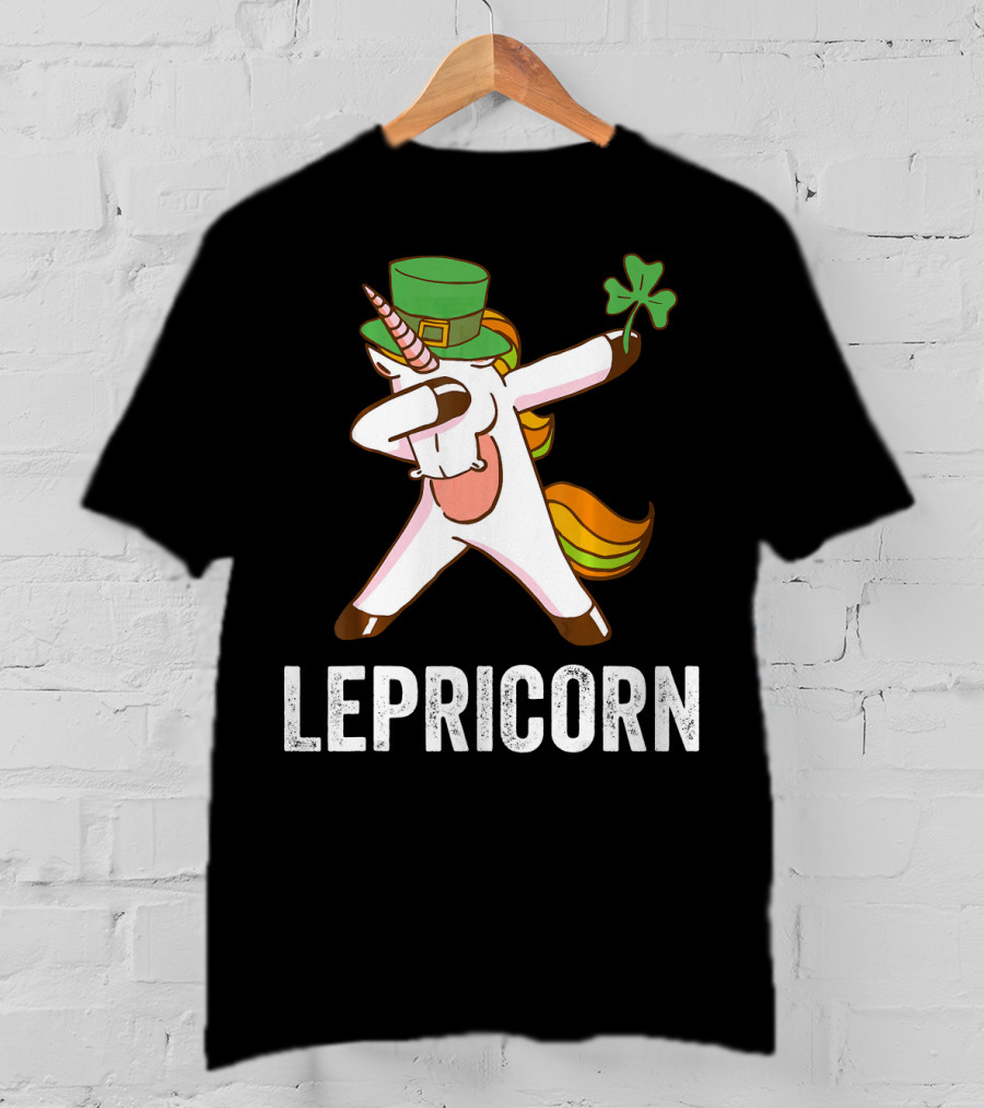 Irish Leprechaun Unicorn Dabbing Lepricorn Shamrock T-Shirt