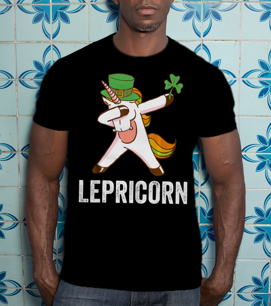 Irish Leprechaun Unicorn Dabbing Lepricorn Shamrock T-Shirt