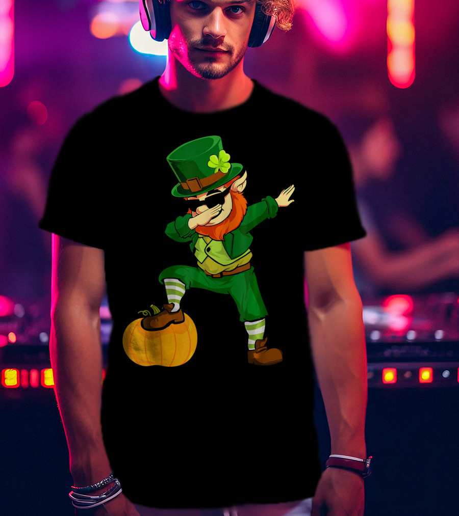 Thanksgiving Leprechaun Dabbing With Pumpkin T-Shirt