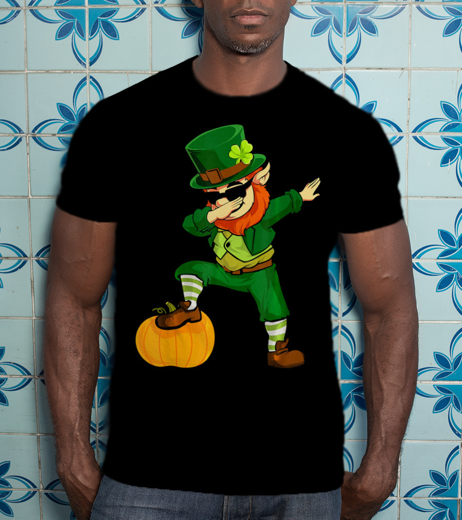 Thanksgiving Leprechaun Dabbing With Pumpkin T-Shirt
