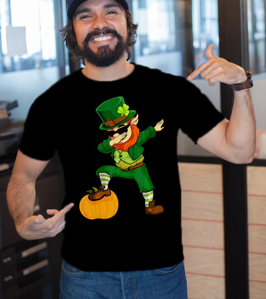 Thanksgiving Leprechaun Dabbing With Pumpkin T-Shirt