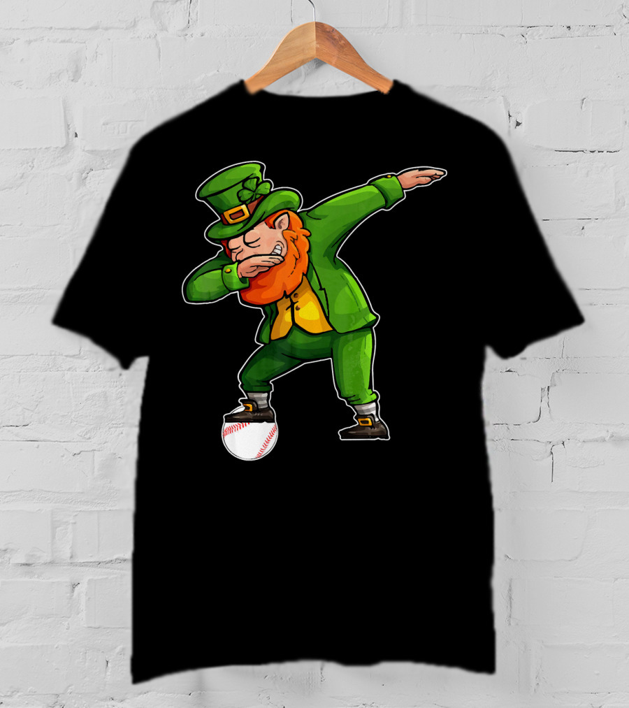 Dabbing Leprechaun On Baseball St Patricks T-Shirt