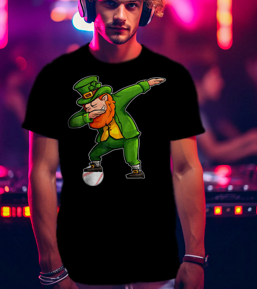 Dabbing Leprechaun On Baseball St Patricks T-Shirt
