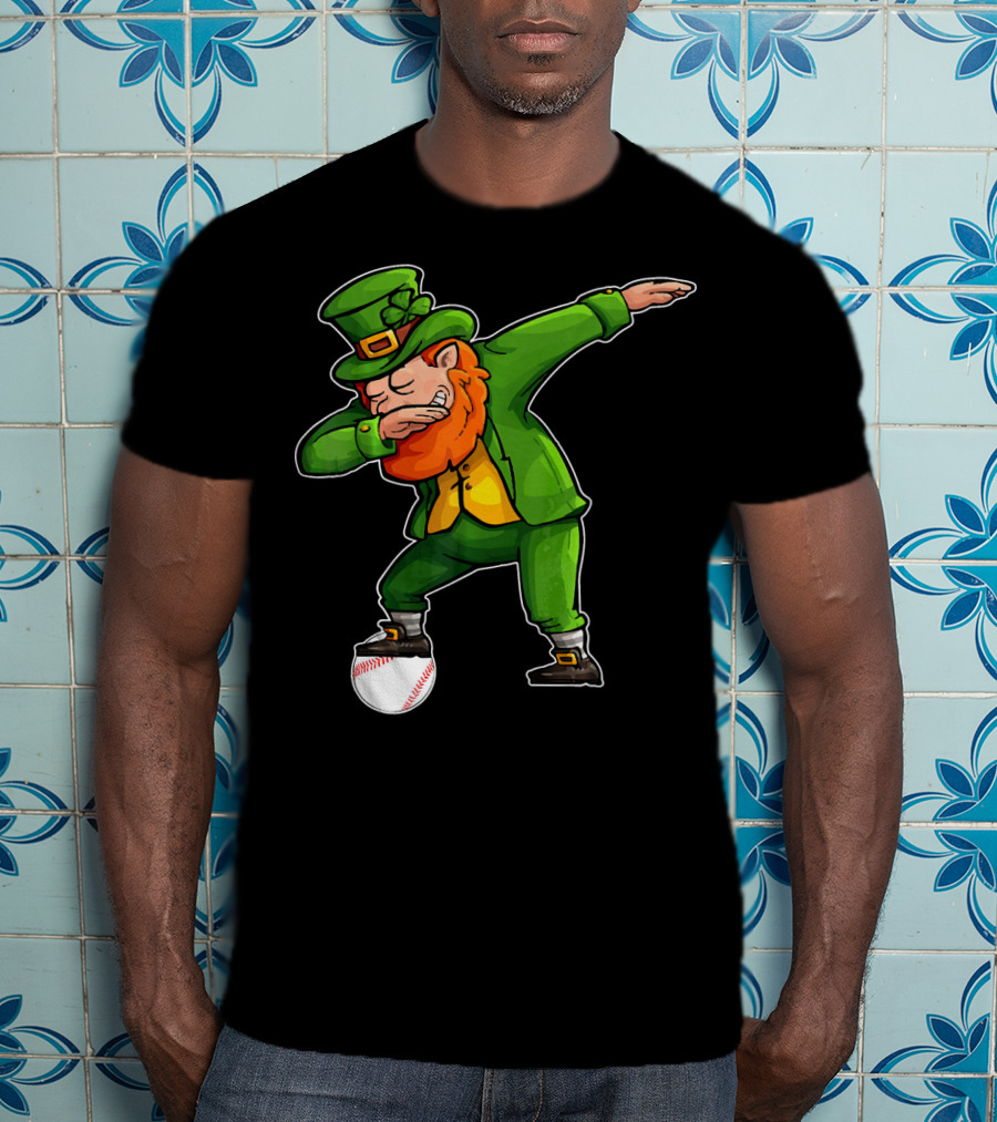 Dabbing Leprechaun On Baseball St Patricks T-Shirt