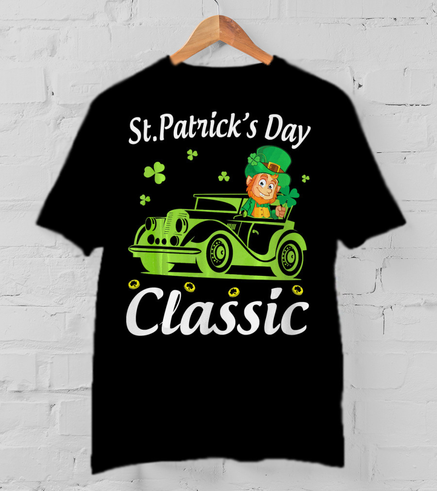 St. Patrick's Day Classic Leprechaun Drive Car Around Shamrocks T-Shirt