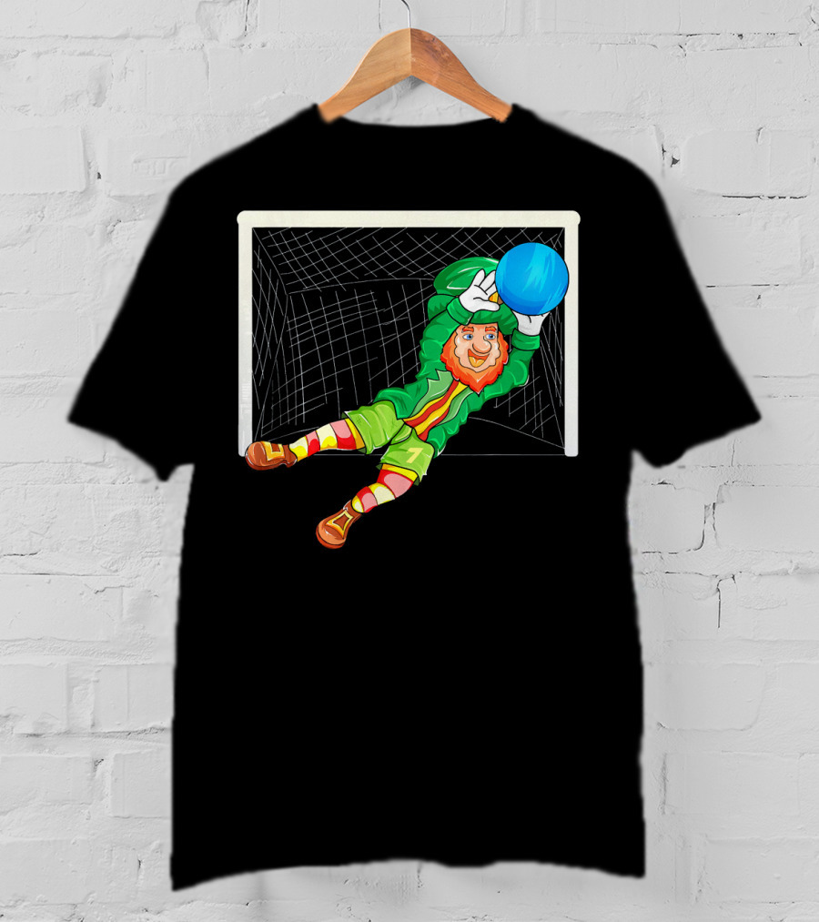 Football Soccer Keeper Leprechaun St Patrick's Goal Save T-Shirt