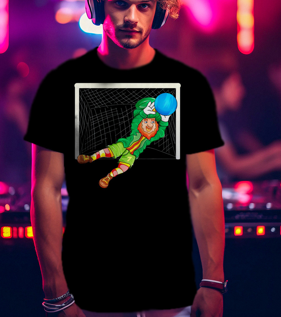 Football Soccer Keeper Leprechaun St Patrick's Goal Save T-Shirt
