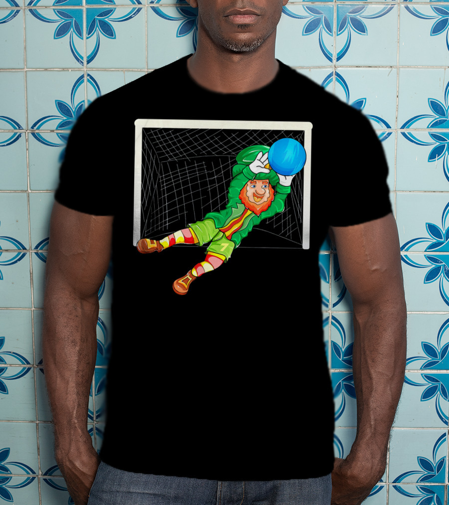 Football Soccer Keeper Leprechaun St Patrick's Goal Save T-Shirt