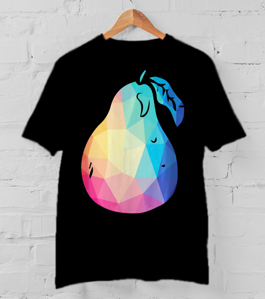 Low Poly Pear Vegetarian And Fru Geometric Colorful Polygon T-Shirt