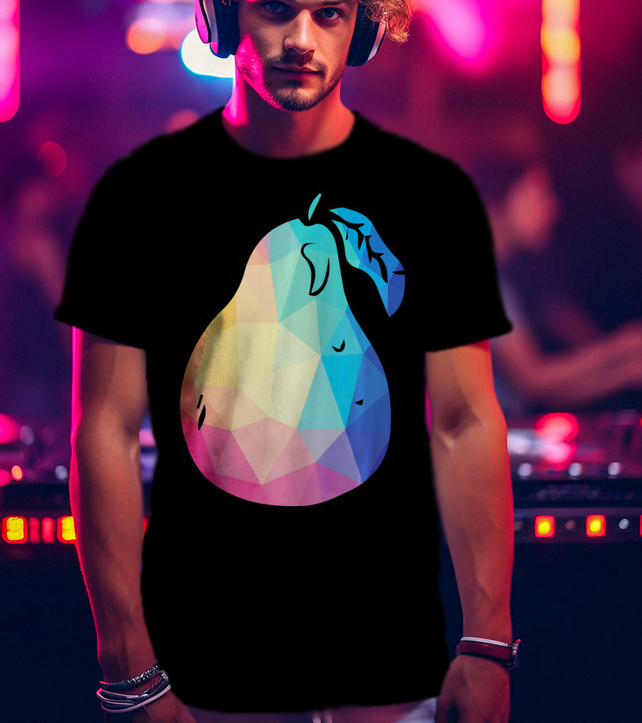 Low Poly Pear Vegetarian And Fru Geometric Colorful Polygon T-Shirt