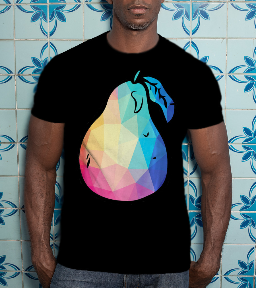 Low Poly Pear Vegetarian And Fru Geometric Colorful Polygon T-Shirt