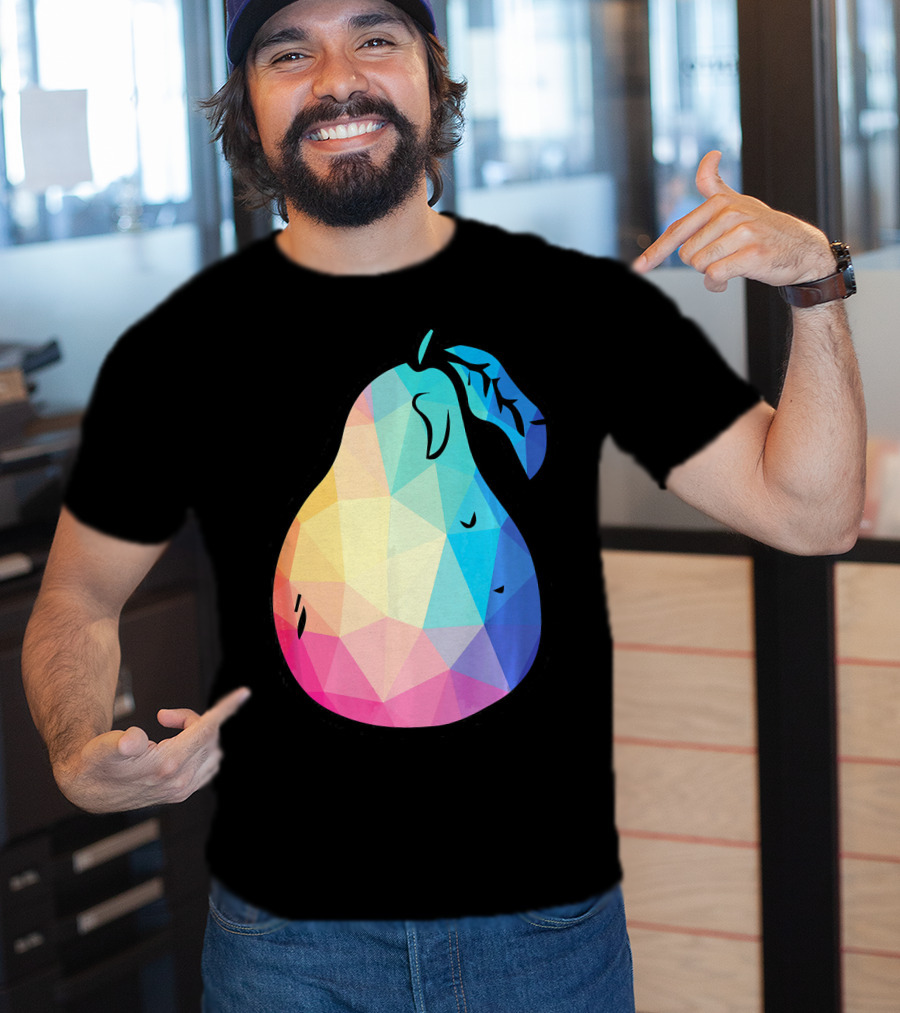 Low Poly Pear Vegetarian And Fru Geometric Colorful Polygon T-Shirt
