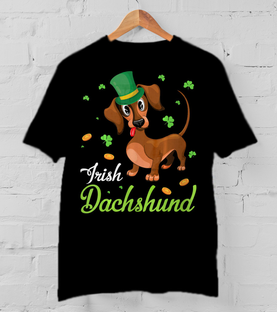 Irish Dachshund With Shamrocks And Coins T-Shirt