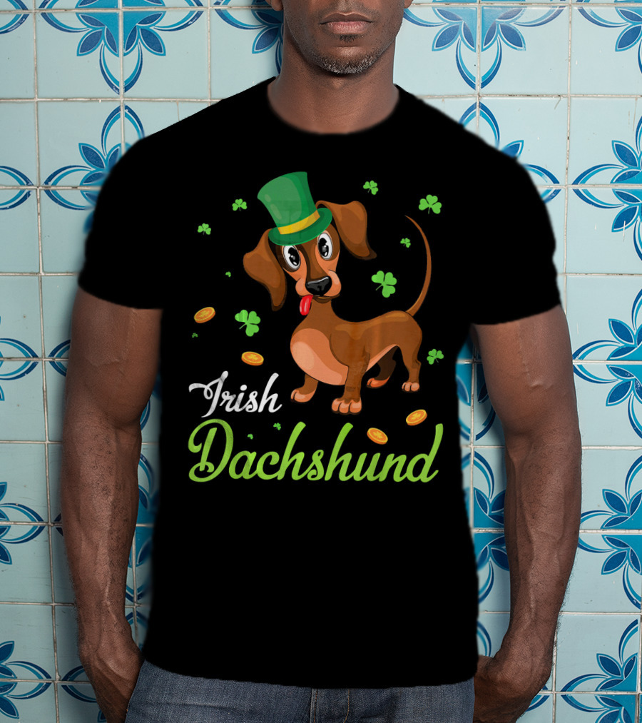 Irish Dachshund With Shamrocks And Coins T-Shirt
