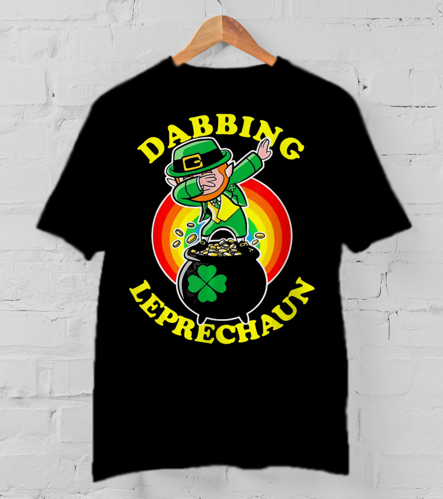 Dabbing Leprechaun Pot Of Gold Rainbow T-Shirt