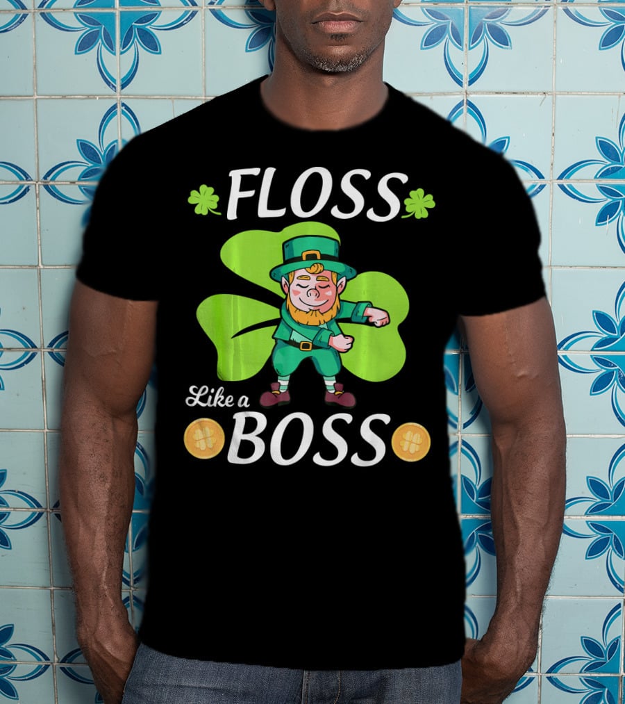 Floss Like A Boss Leprechaun Shamrock Coins T-Shirt