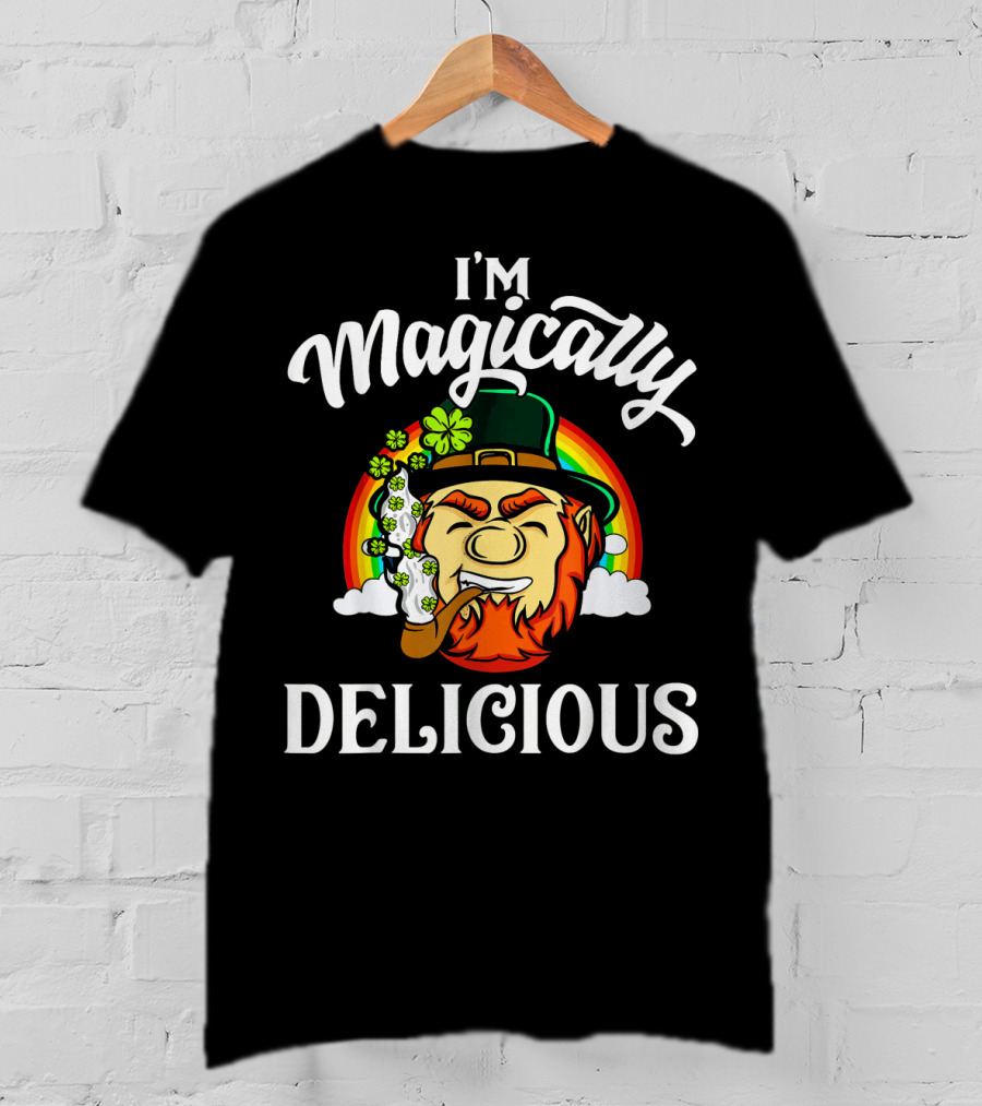 I'm Magically Delicious Leprechaun Rainbow Clover Pipe T-Shirt
